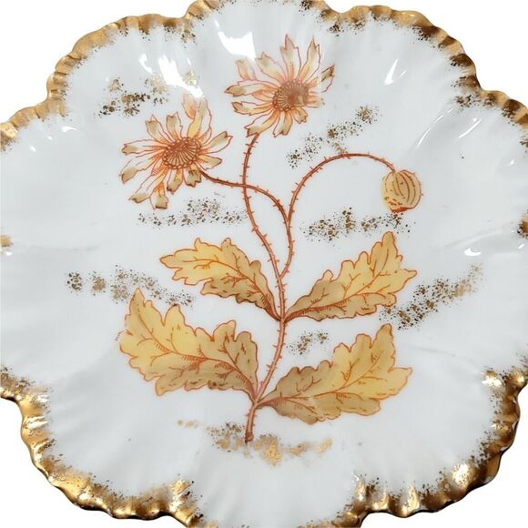 Vtg Marx & Gutherz Carlsbad Austria Fluted Edges HandPainted Floral Trinket Dish - Picture 4 of 10